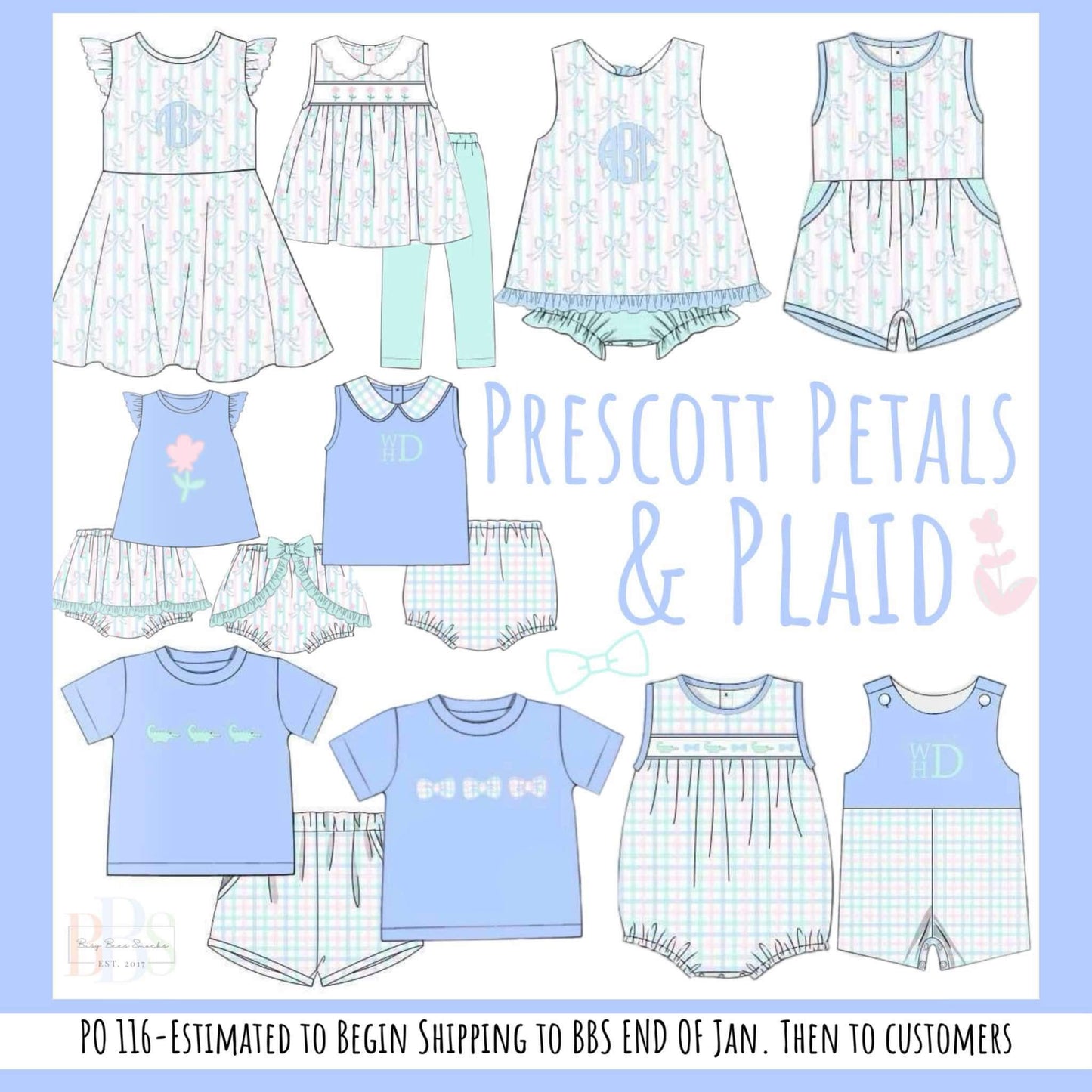 RTS: Prescott Petals & Plaid- Boys Knit Angled Shortall