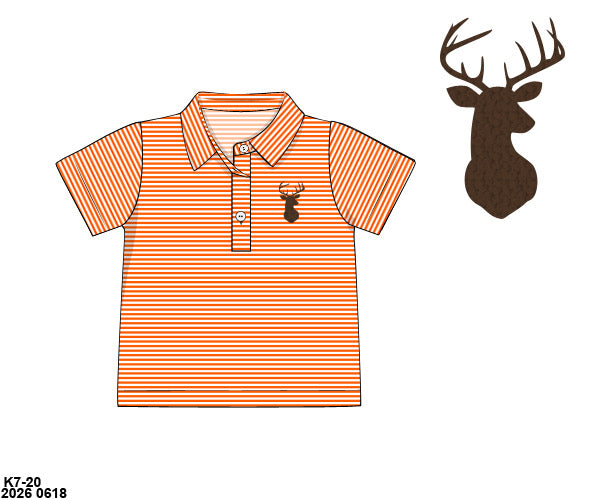 Pre Order 146: Boys Only- French Knot Deer Knit Polo