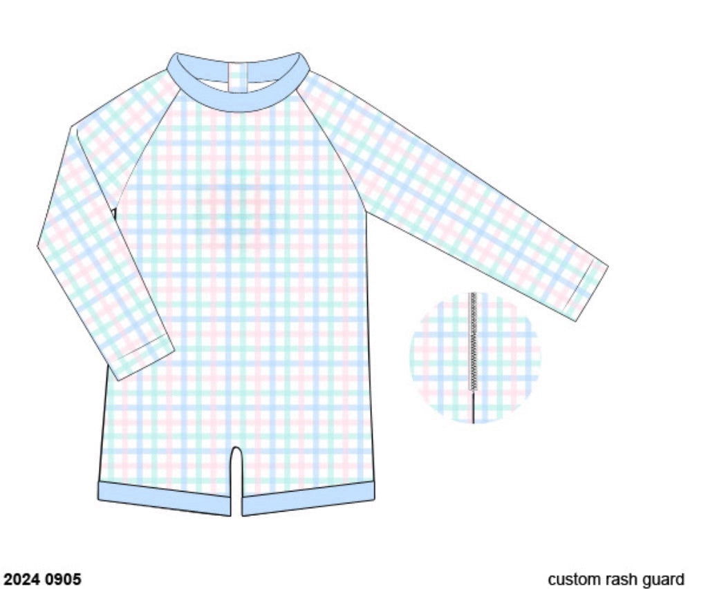 RTS: Prescott Plaid & Petals- Boys 1pc Rash Guard Swim