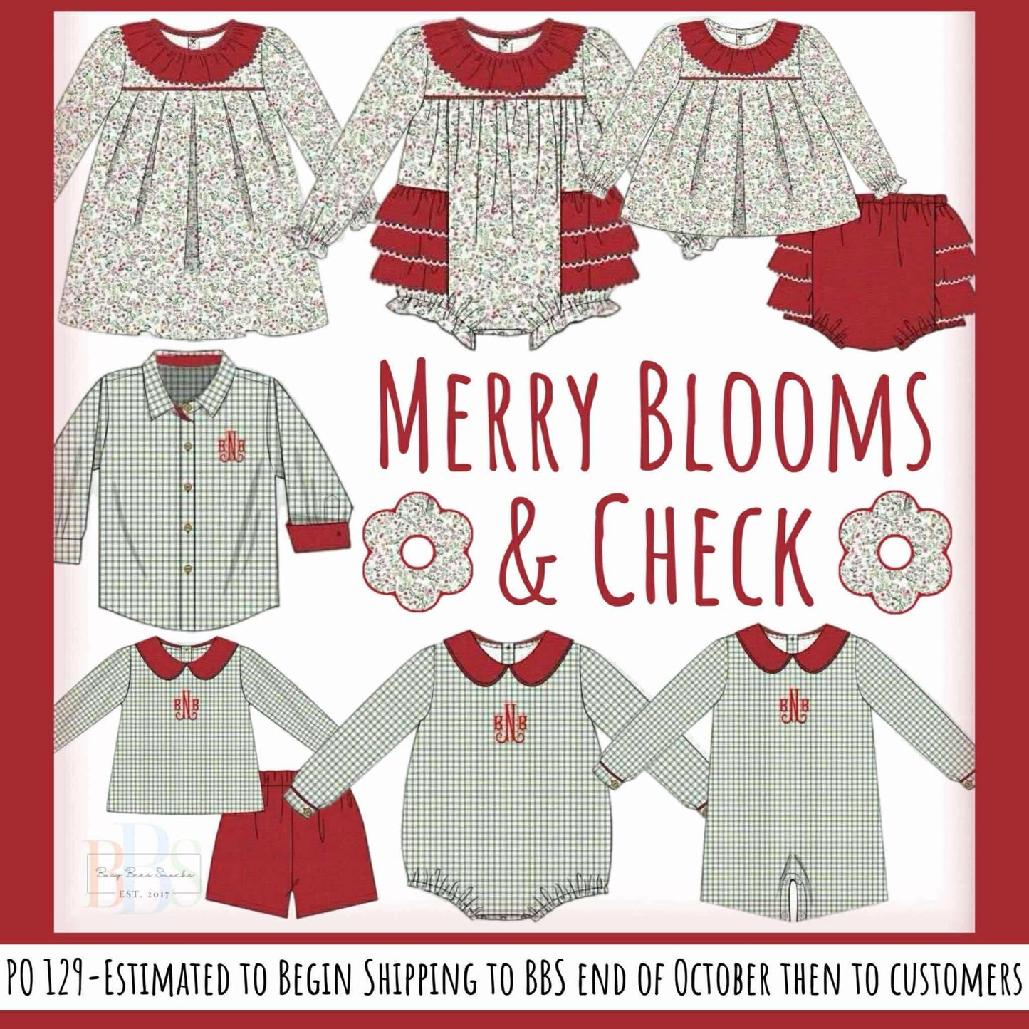 RTS: Merry Blooms & Check- Boys Woven Shortall (No Monogram)