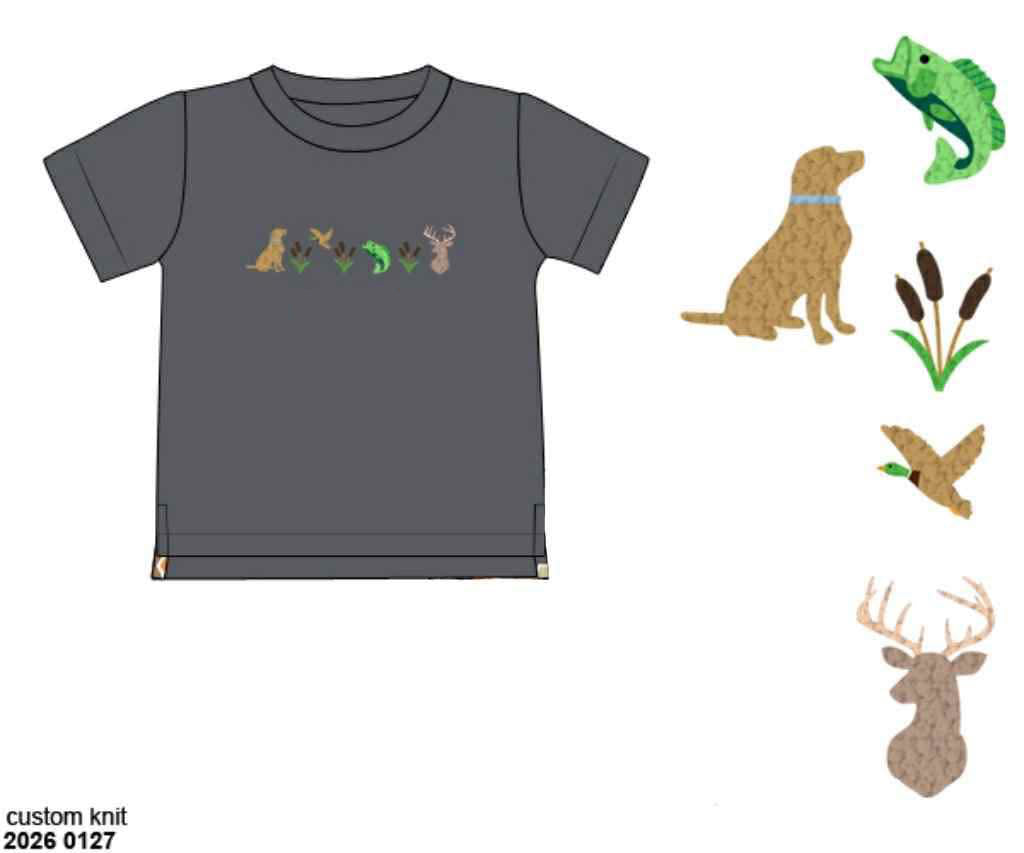 RTS: Boys Only- French Knot Hunting Shirt