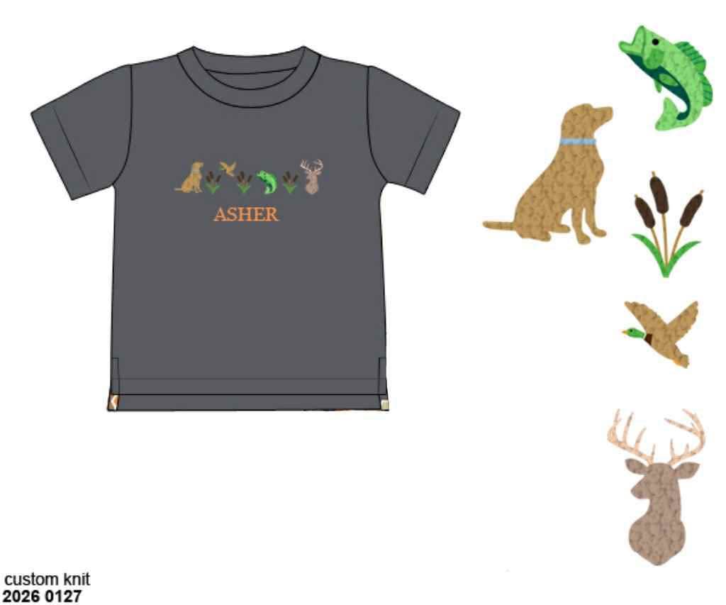 Pre Order 141: Boys Only- French Knot Hunting Shirt