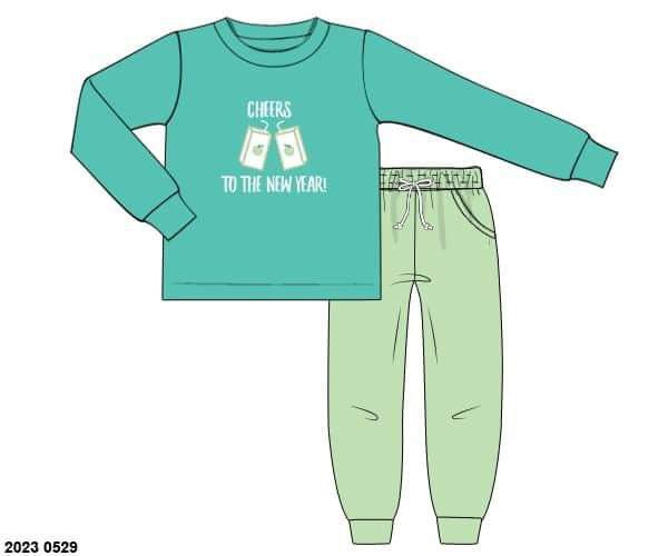 RTS: New Years!- Boys Cheers Juice Box Knit Jogger Set
