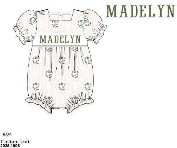 Pre Order 135: Sweet Pea- Girls Knit Name Smock Bubble