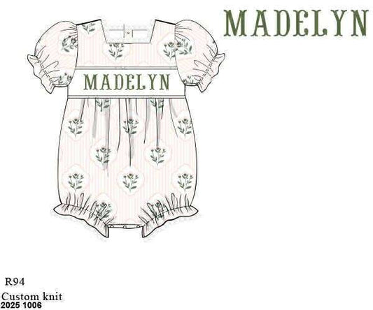 Pre Order 135: Sweet Pea- Girls Knit Name Smock Bubble