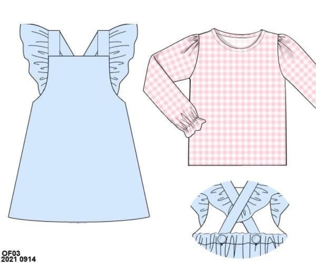 RTS: DEFECT- Girls Only- Pink Gingham & Oxford 2pc Dress