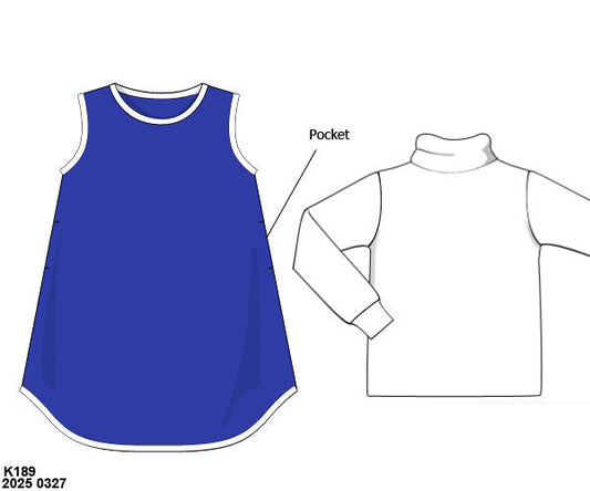 RTS: Girls Chainstitch Knit Dress- Royal Blue