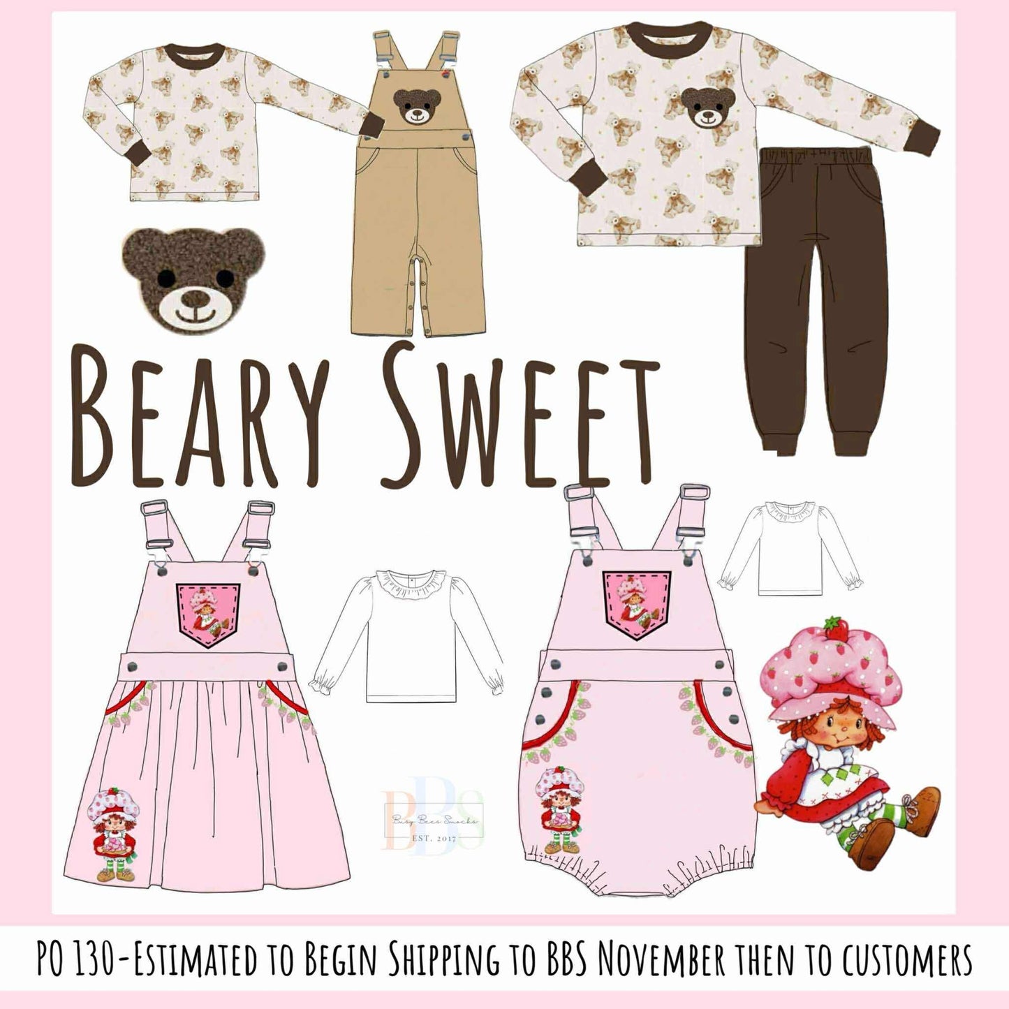 RTS: Beary Sweet- Boys Woven 2pc Longall