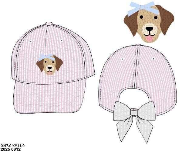 Pre Order 135: Top It Off- Girls French Knot Puppy Ball Cap