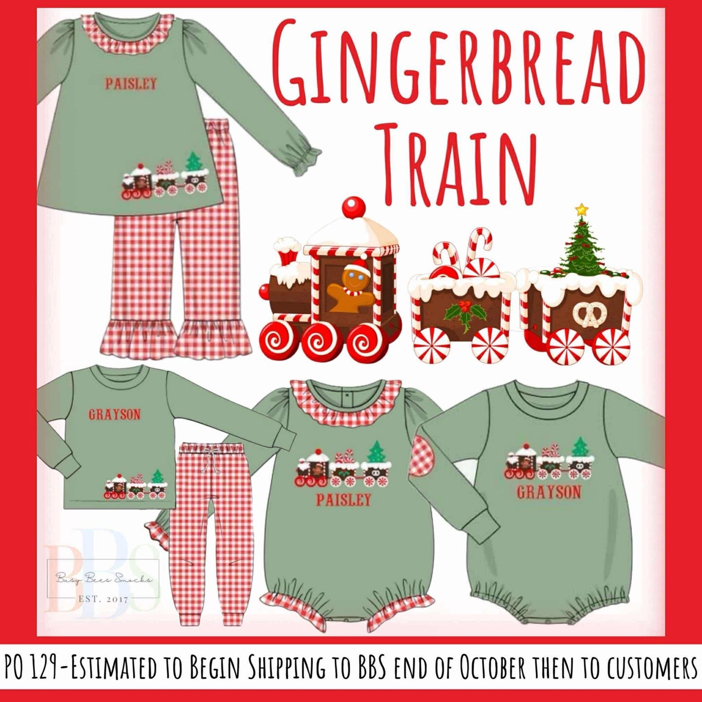 RTS: Gingerbread Train- Girls 2pc Pant Set