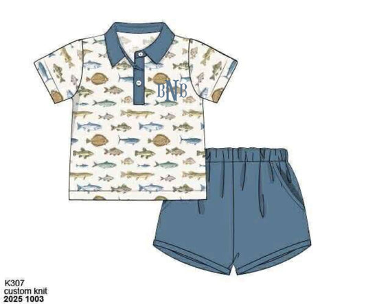 Pre Order 135: Boys Only- Fish Shortie Set