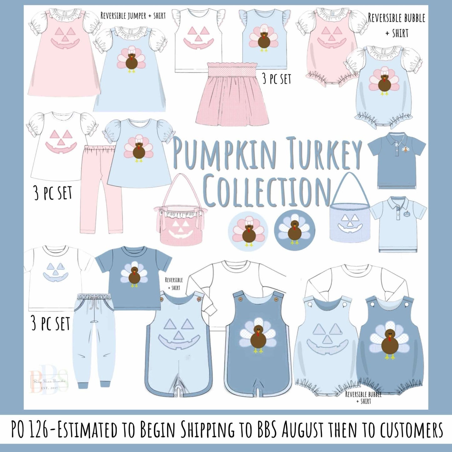Pre Order 126: Pumpkin/Turkey- Boys 3pc Jogger Set