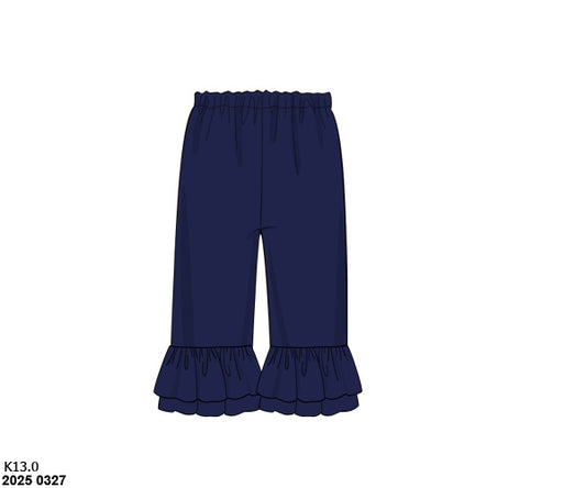 RTS: Girls Knit Ruffle Pants- Navy
