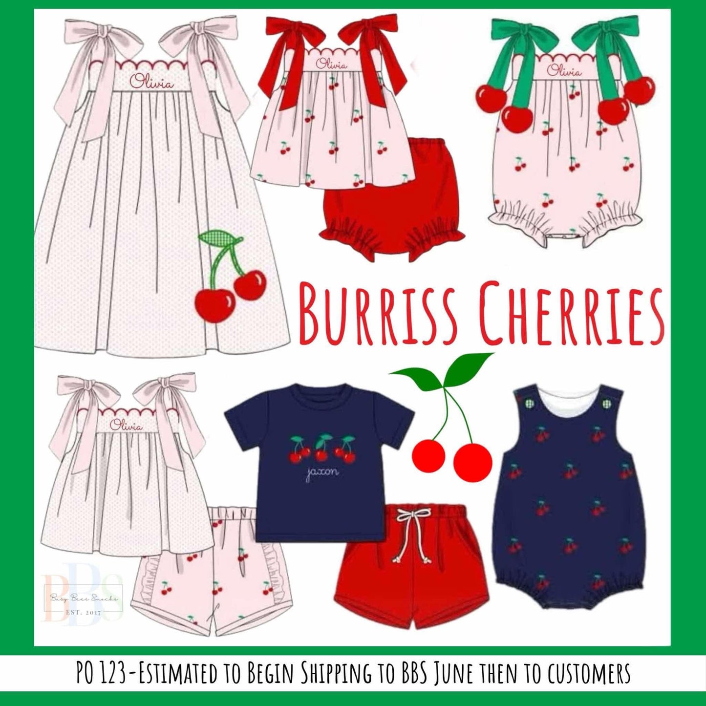 RTS: Burriss Cherries- Girls Knit Bubble