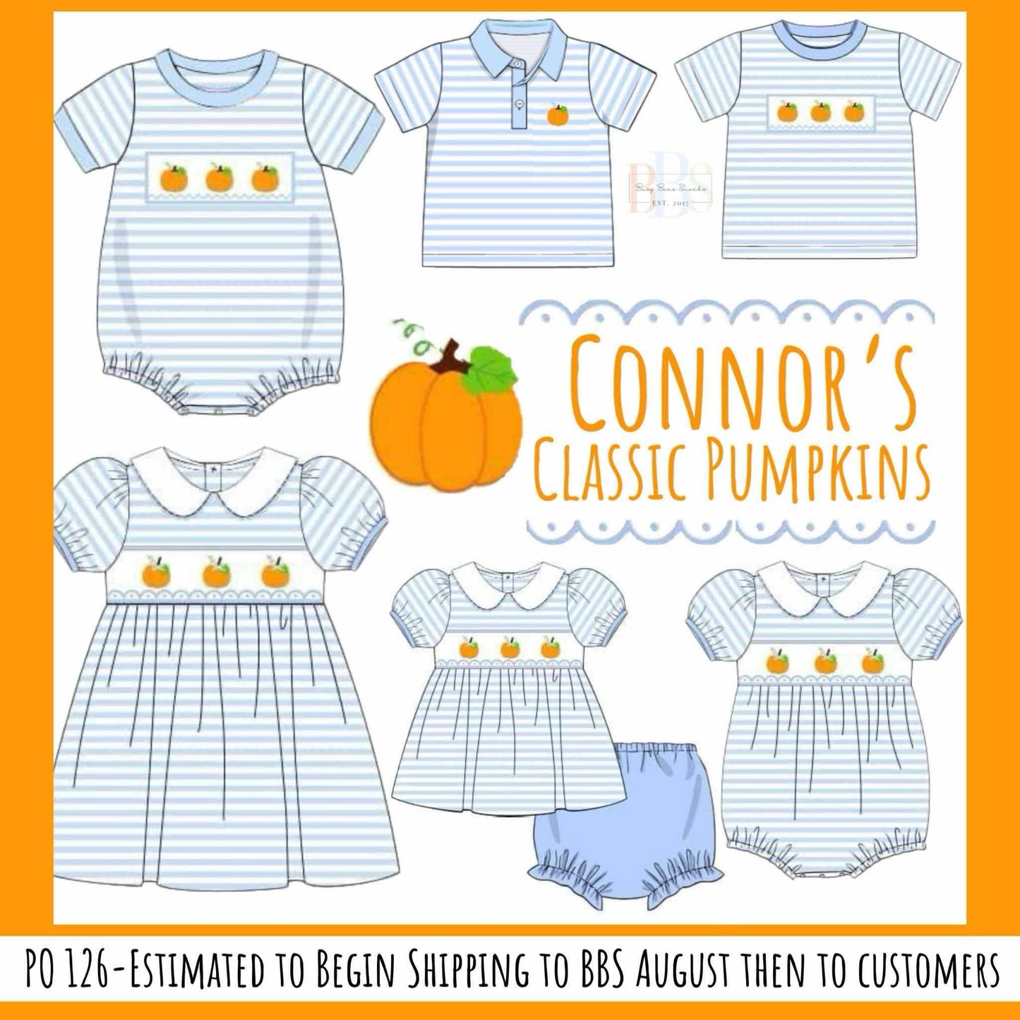 RTS: Connor's Smocked Pumpkins- Girls Knit Bloomer Set