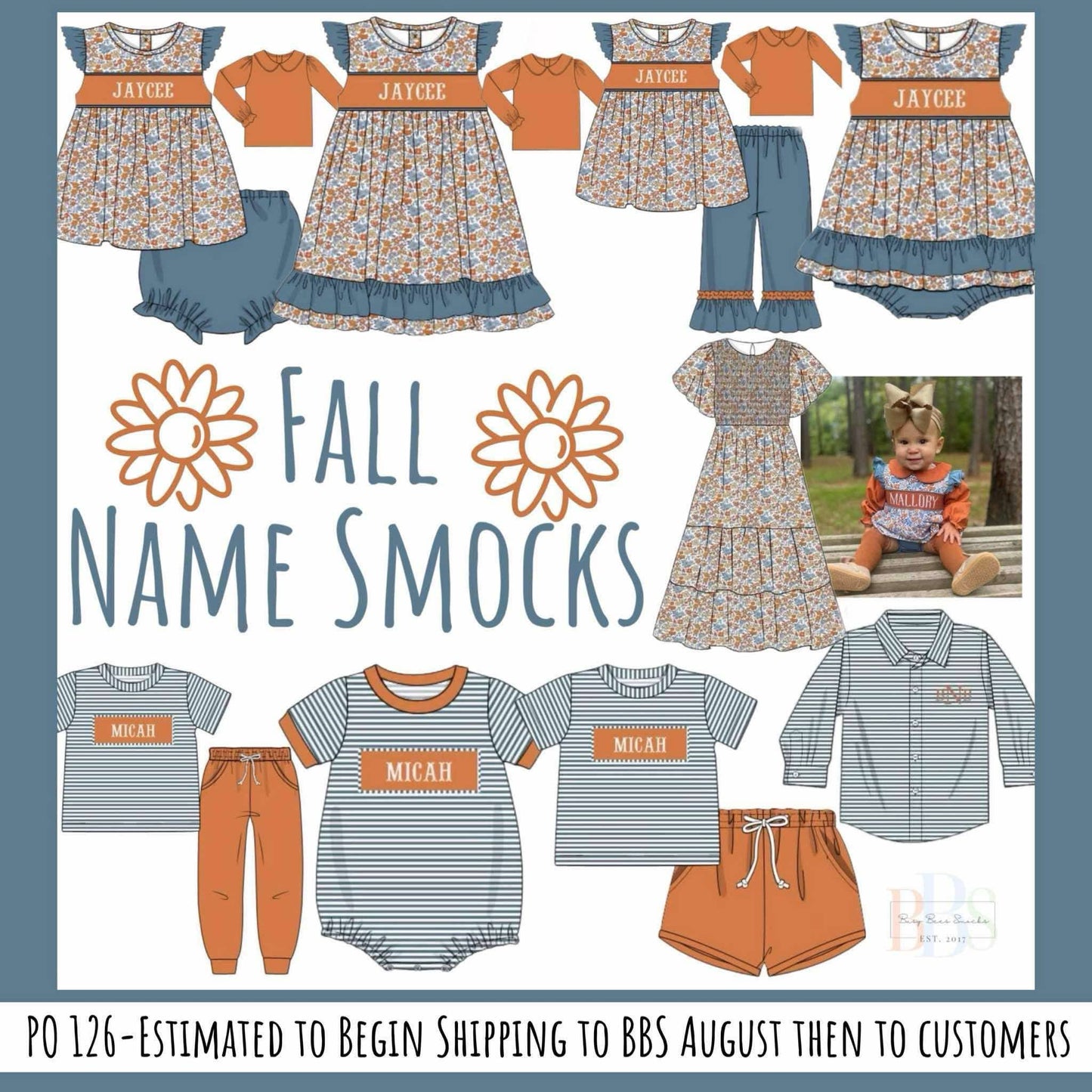 Pre Order 126: Fall Name Smocks- Girls Knit Bloomer Set
