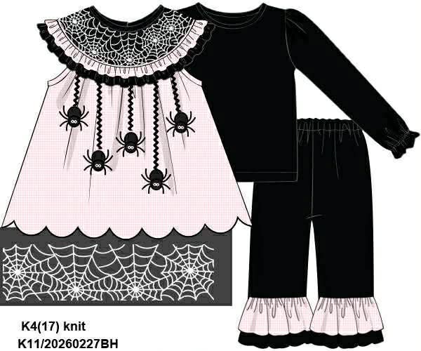 RTS: Itsy Bitsy Spider- 3pc Knit Pant Set
