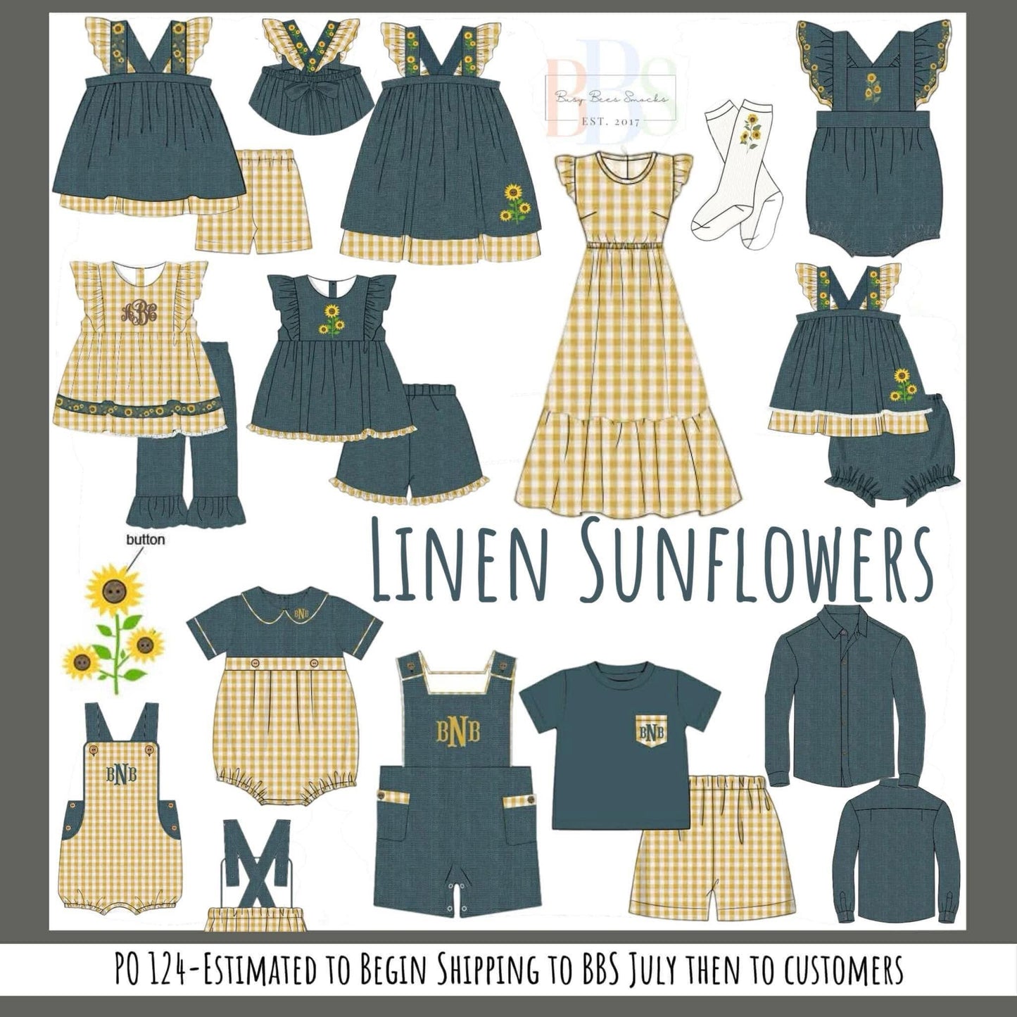RTS: Linen Sunflowers- Girls Pant Set
