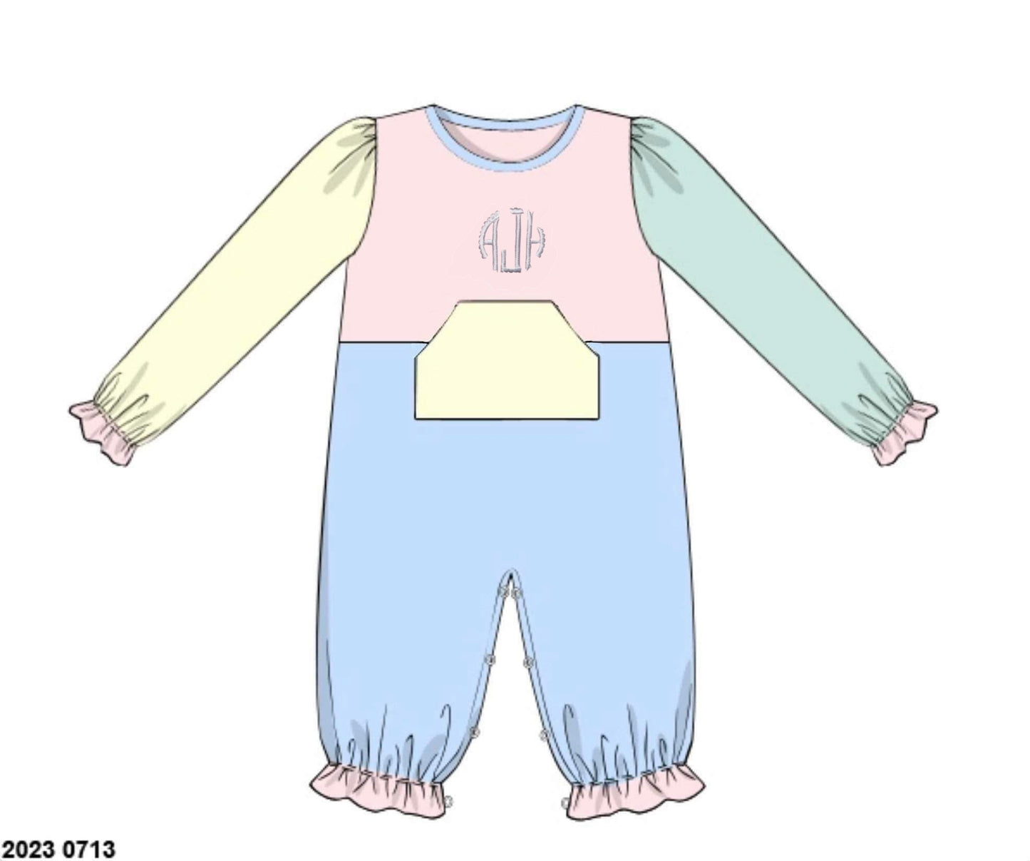 RTS: Winter Colorblock- Girls Knit Romper “AJH”