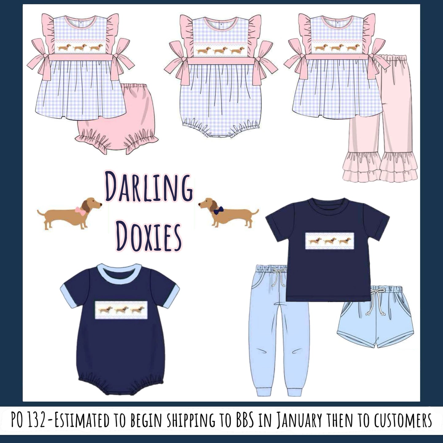 Pre Order 132: Darlin Doxies- Girls Knit Shirt