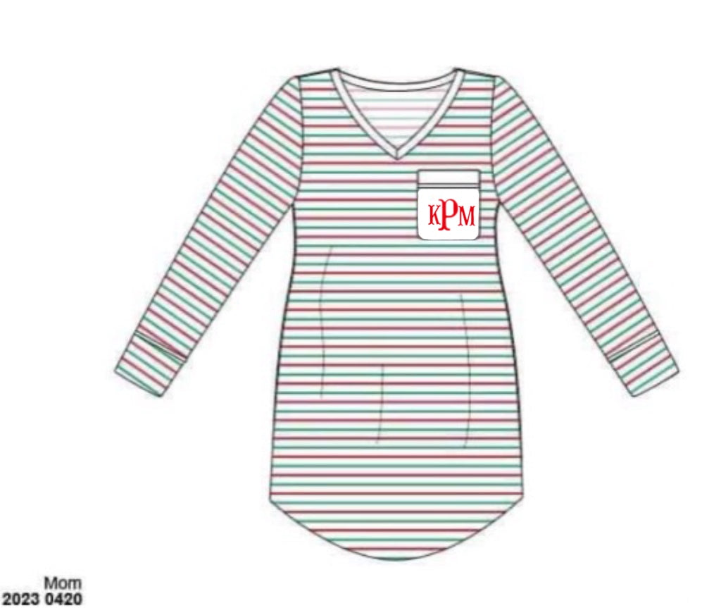 RTS: Tinsel Stripes- Mom Knit Gown “KPM”