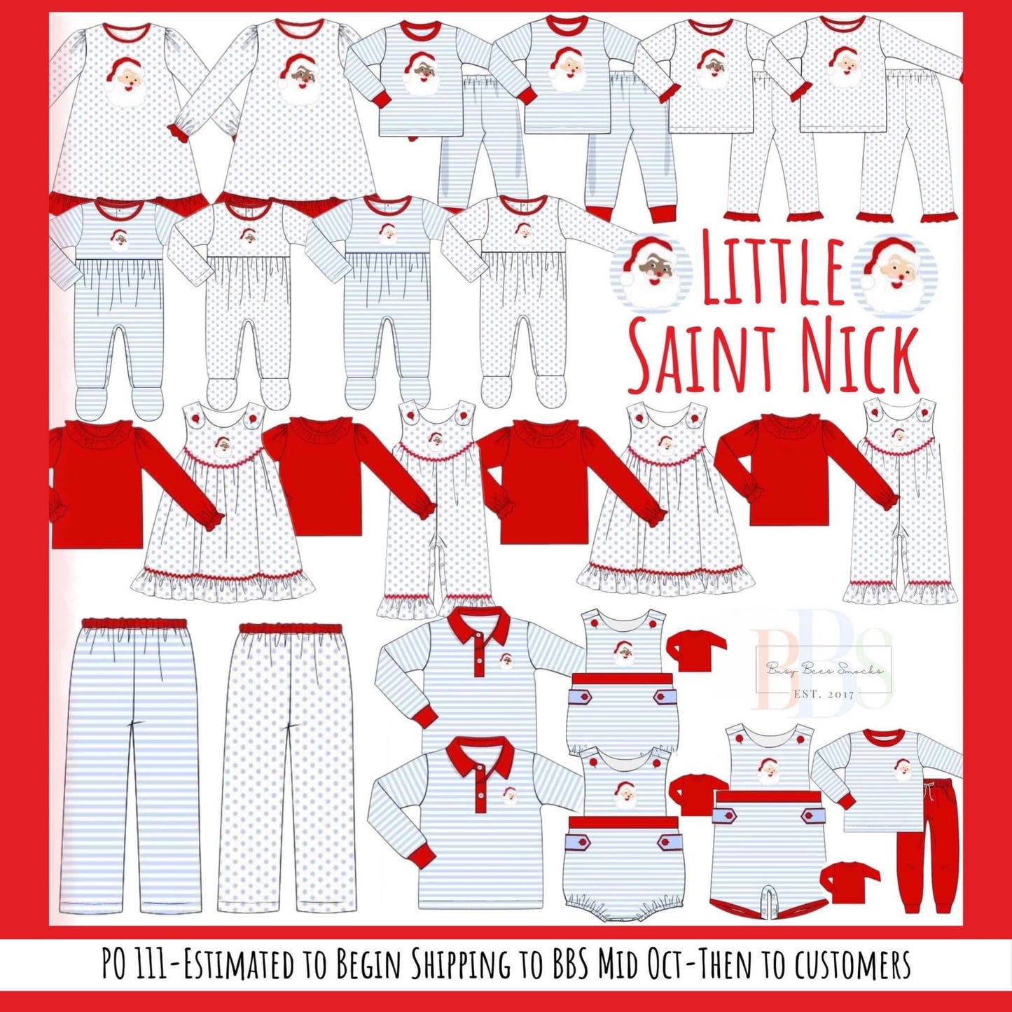RTS: Little Saint Nick- Boys Knit Polo (White Santa)