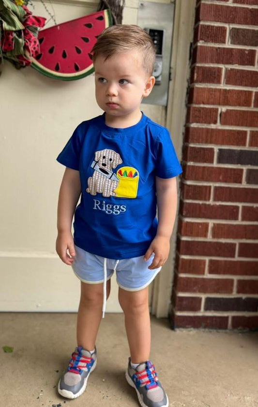 RTS: BTS Knit Shirt Only- Boys Puppy & Crayons