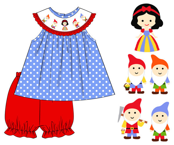RTS: Girls Dwarf Princess Knit Bubble Short Set