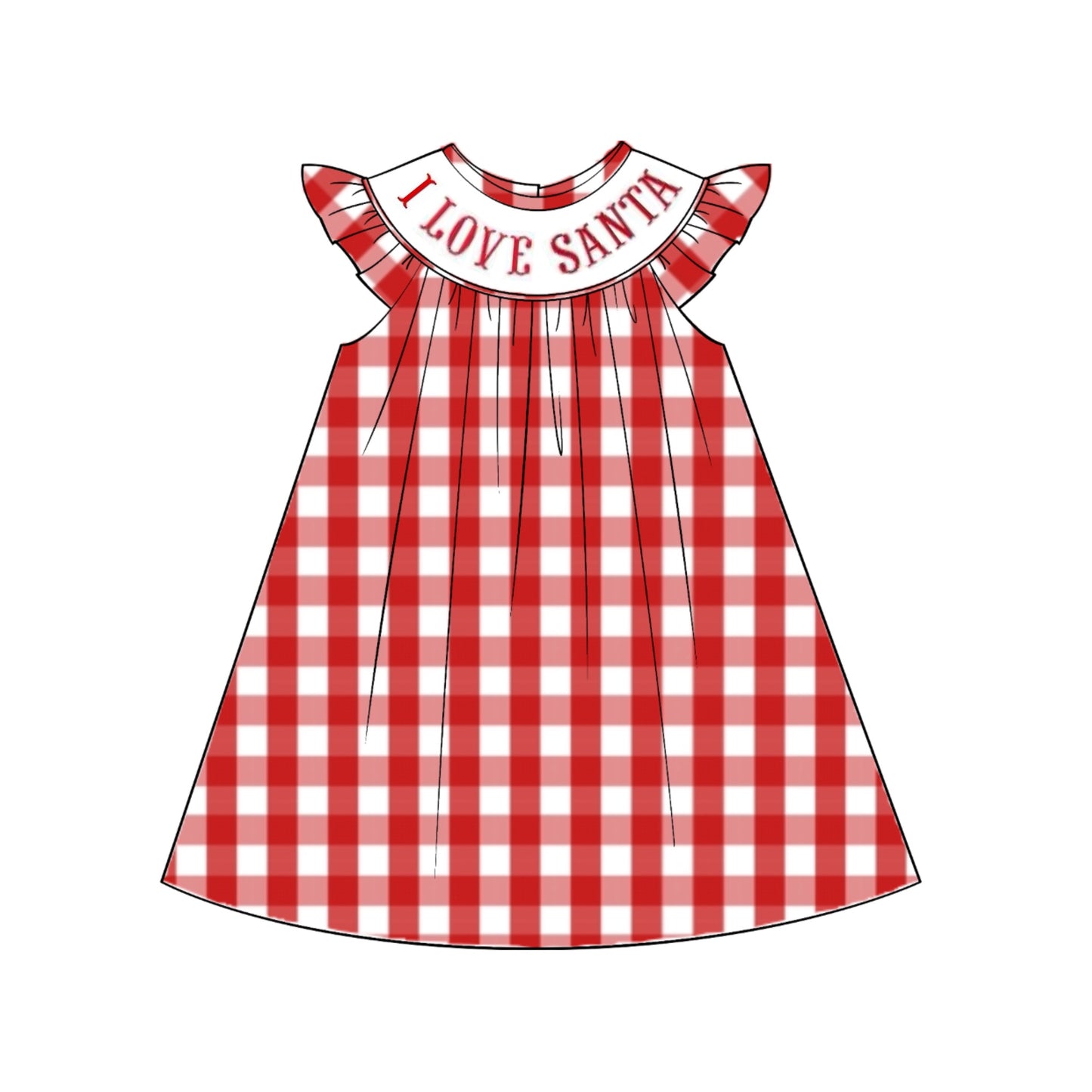RTS: Girls "I Love Santa"Woven Dress
