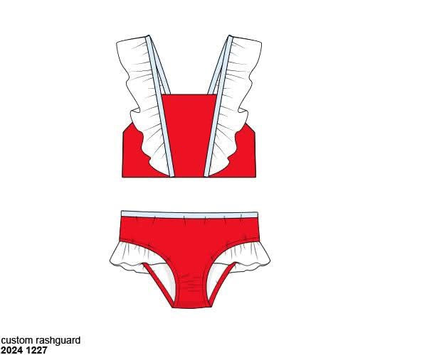 RTS: Grand Ole Swim- Girls 2pc Rash Guard