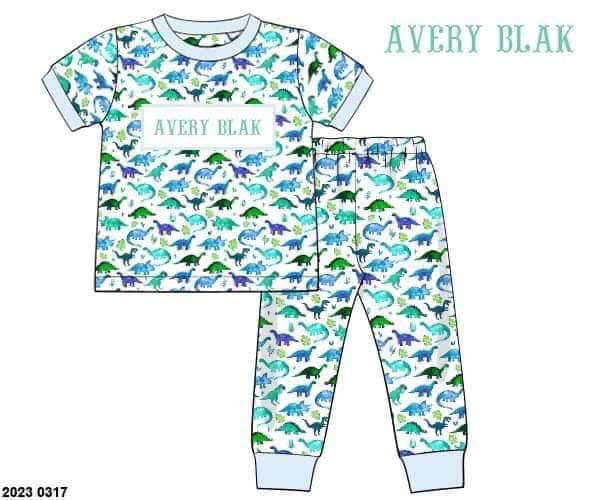Customer Choice Pre Order 1: Boys Watercolor Dino 2pc Lounge