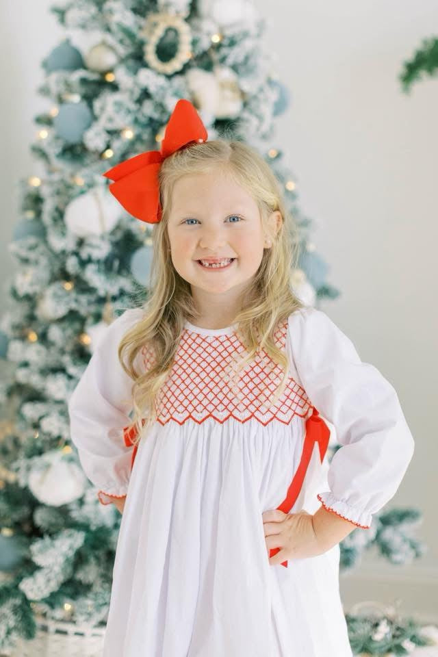 Customer Choice Pre Order 1: Girls Hattie Heirloom Red Smocked Dress
