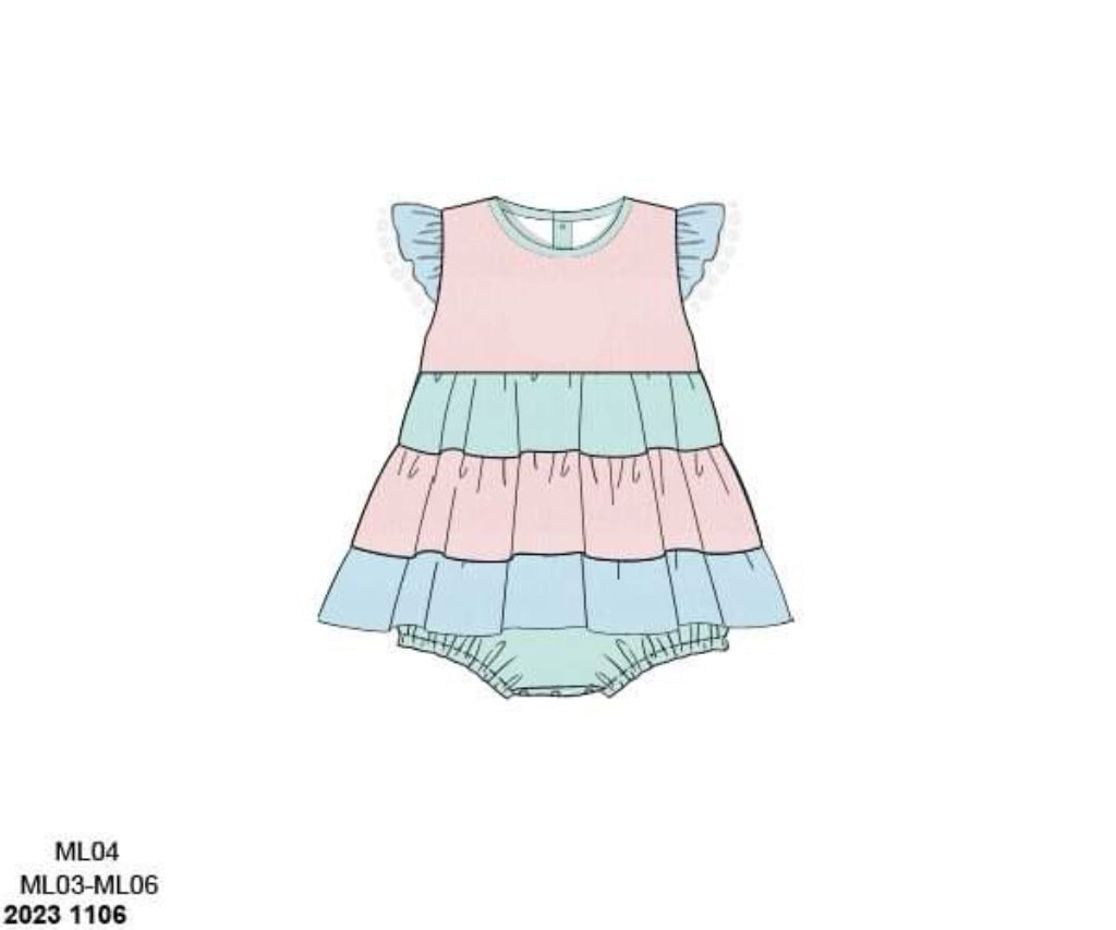 RTS: Muslin- Girls Colorblock Bubble