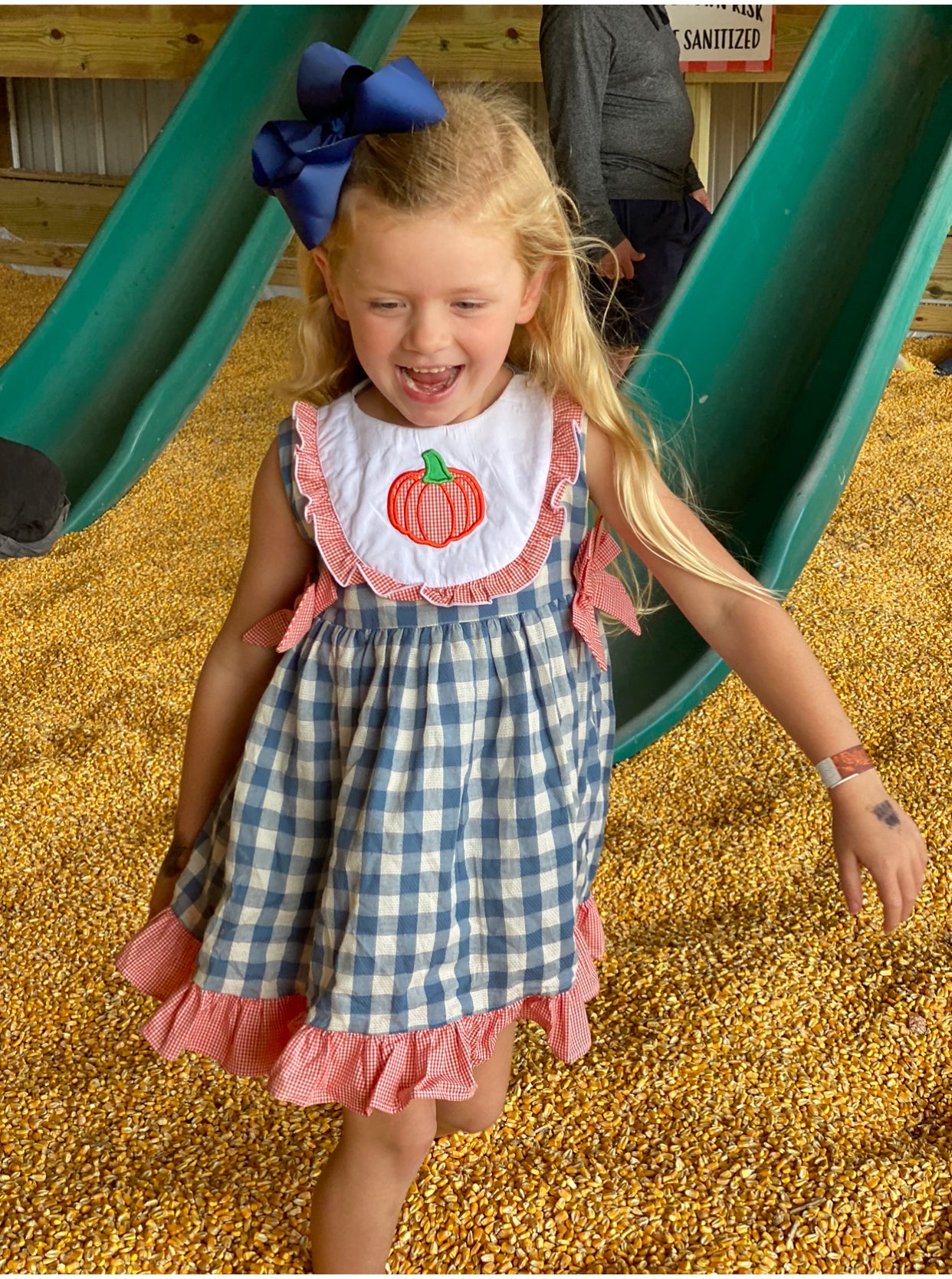 RTS: Linen Pumpkins- Girls Woven Dress