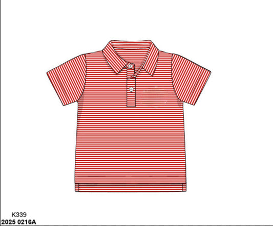 RTS: Boys Formal Mix & Match- Knit Red Stripe Polo