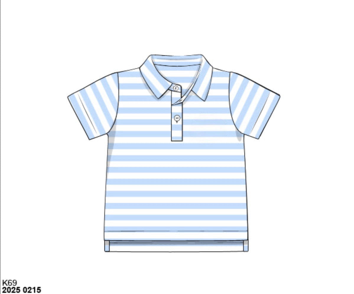 RTS: Boys Formal Mix & Match- Knit Light Blue Stripe Polo