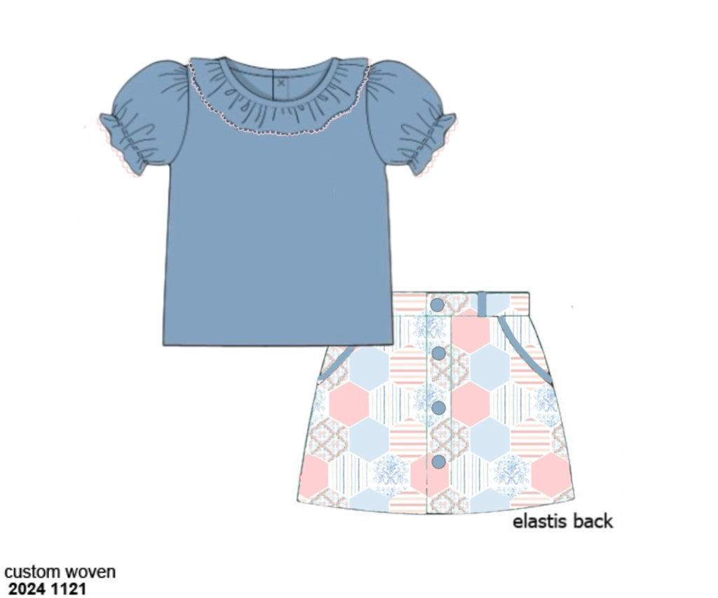 RTS: Palmer Patches- Girls Woven Skort Set (Without Monogram)
