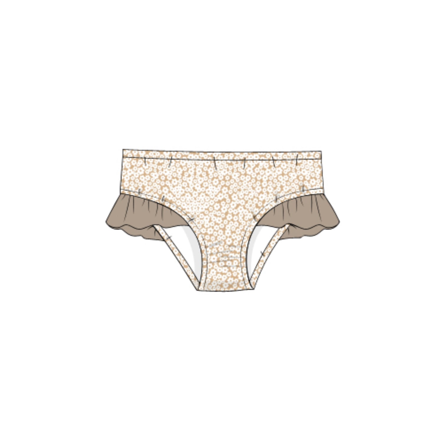 RTS: Fiji Sands- Girls Floral Ruffle Rash Guard Bottoms