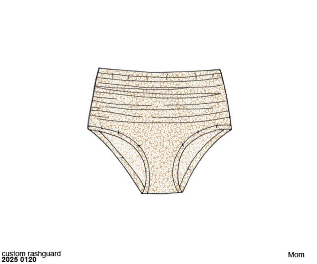 RTS: Fiji Sands- Mom Floral High Waisted Rash Guard Bottoms