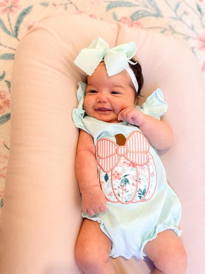 RTS: Finlee Pumpkins- Girls Knit Appliqué Bubble