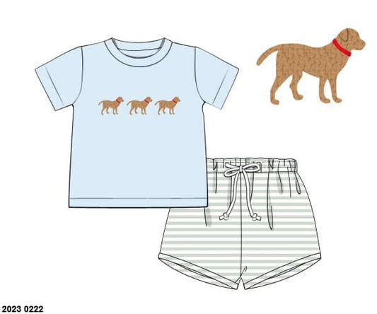 Pre Order 135: Boys Only- French Knot Lab Shortie Set