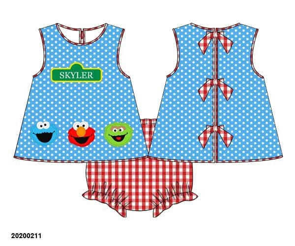 Pre Order 135: Puppet Street- Girls Woven Bloomer Set