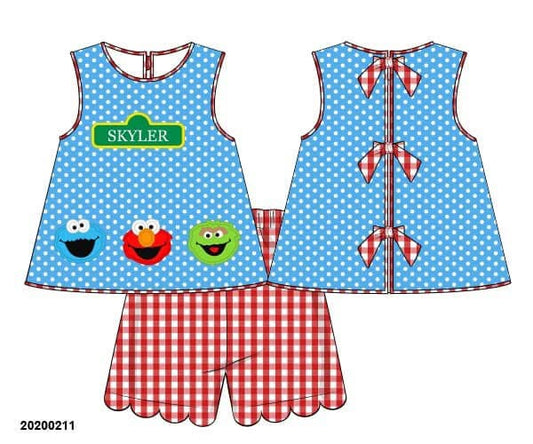 Pre Order 135: Puppet Street- Girls Woven Short Set