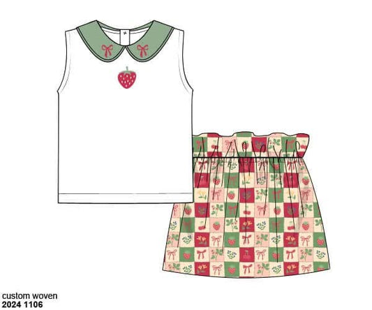 Pre Order 135: Girls Only- Strawberry Patchwork Skort Set