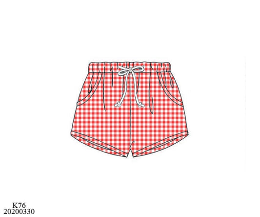 RTS: Unisex Knit Shorties- Red Gingham