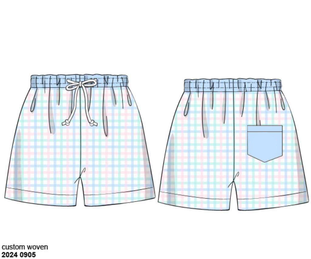 RTS: Prescott Plaid & Petals- Dad/Boys Woven Swim Shorts