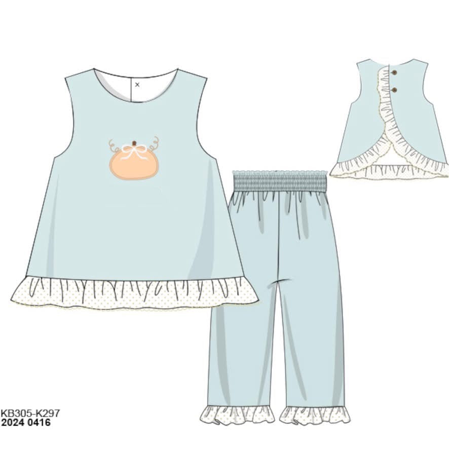 RTS: Pumpkin Hollow- Girls Muslin Pant Set (Without Monogram)