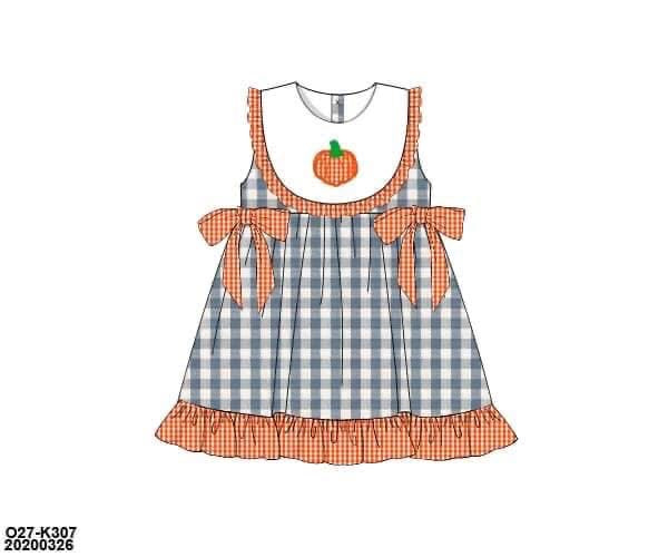 RTS: Linen Pumpkins- Girls Woven Dress