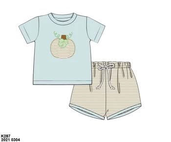 RTS: Finlee Pumpkins- Boys Knit Shortie Set
