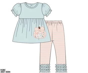 RTS: Finlee Pumpkins- Girls Knit Appliqué Legging Set